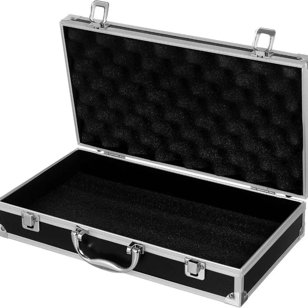 Silver Aluminum Briefcase with Lock, Aluminum Briefcase for Men or Women 14.1x7.